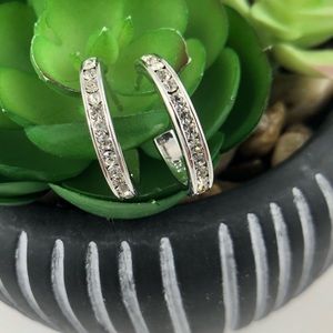 ATI/925 Cubic Zirconia CZ Hoop Stud Earrings